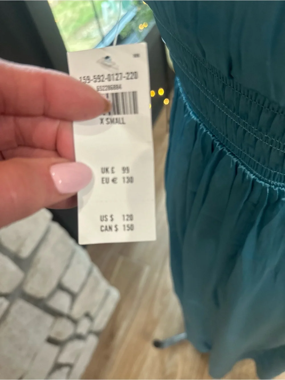 🆕NWT Abercrombie & Fitch blue satin maxi dress w/ smocked bodice & side slit.XS